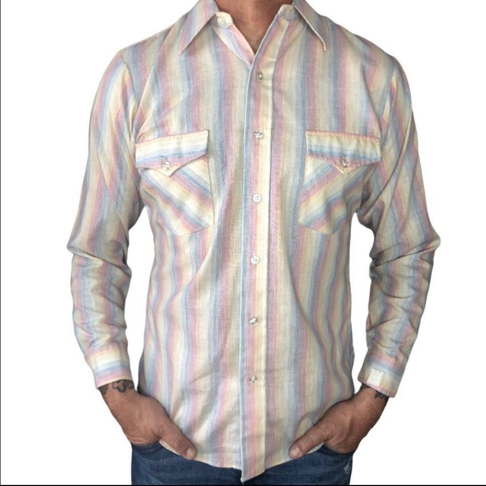 NWT Dee Cee Made in the USA Vintage Pastel Western Shirt sz M